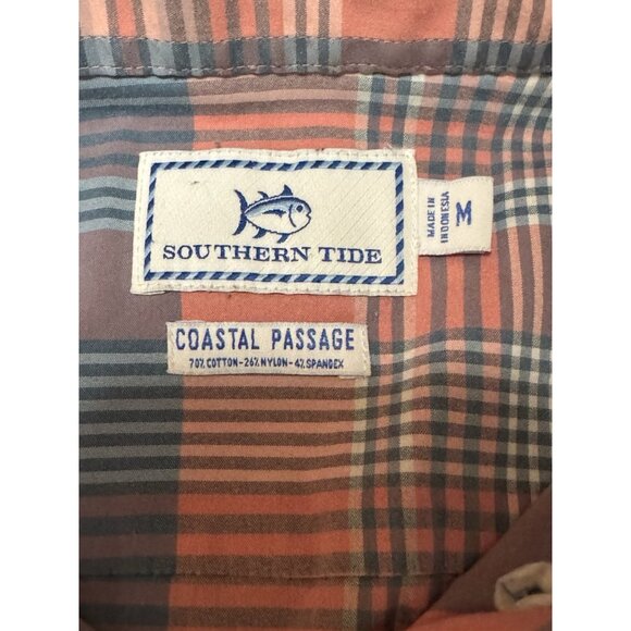 Southern Tide Coastal Passage Shirt Men's Button Up‎ Size M Plaid Salmon Preppy - Picture 3 of 14